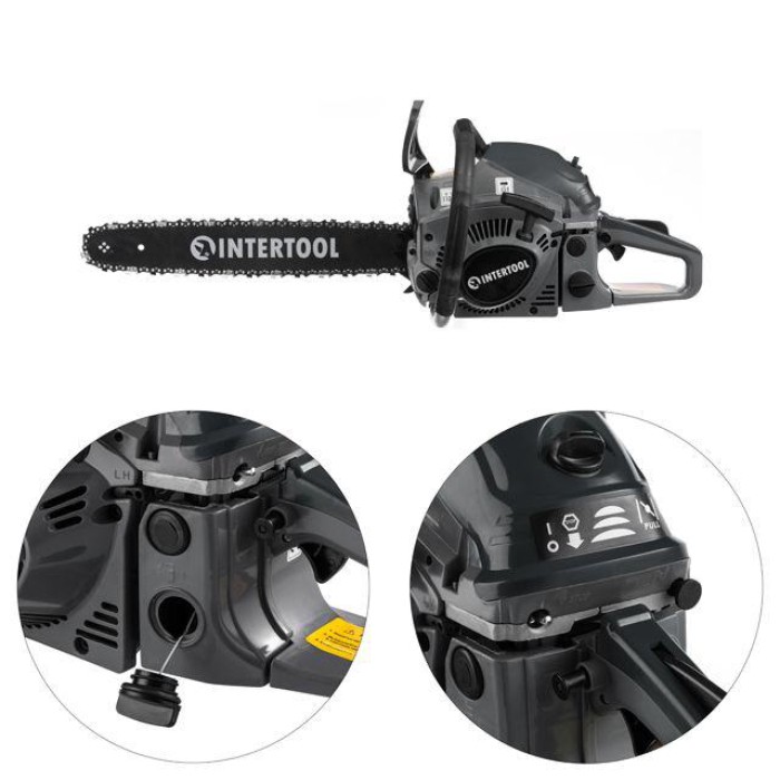 Бензопила ланцюгова INTERTOOL DT-2209, 2.6 кВт., 58 см3, шина 45 см/18