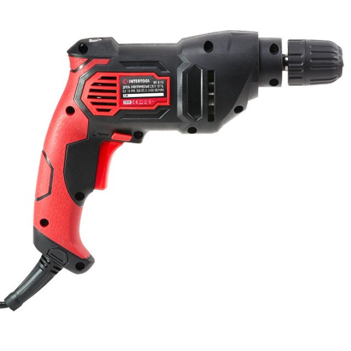 Дриль INTERTOOL WT-0115, 500 Вт, 0-2400 об/хв, 1.0-10 мм, швидкозажимний патрон, реверс