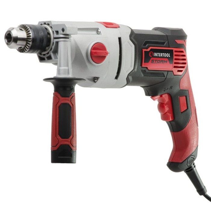 Дрель ударная INTERTOOL WT-0122, 1200Вт, 2 скорости: 0-1200/0--2800об/мин,1.5-13мм, метал. корпус редуктора