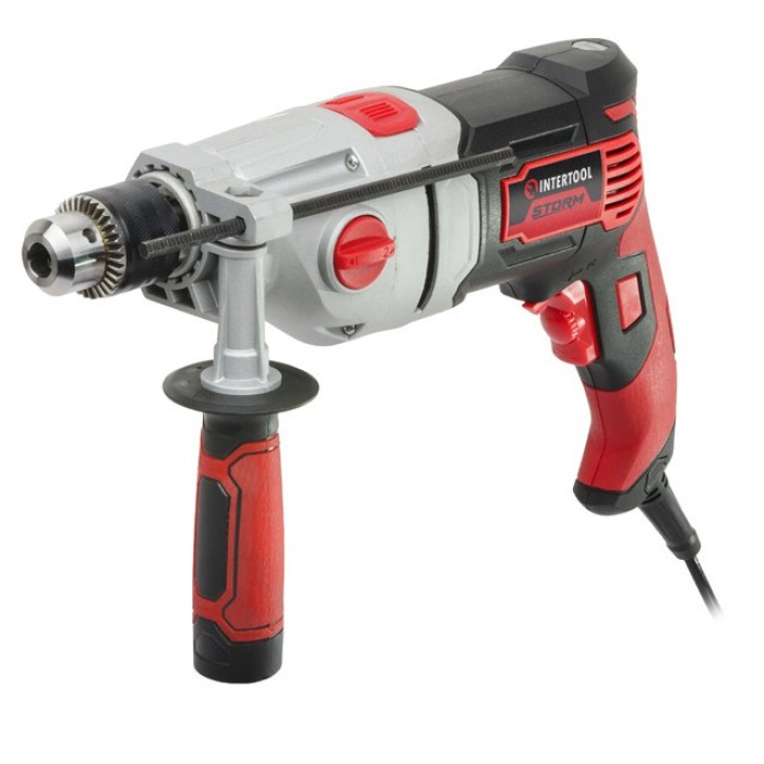 Дрель ударная INTERTOOL WT-0122, 1200Вт, 2 скорости: 0-1200/0--2800об/мин,1.5-13мм, метал. корпус редуктора