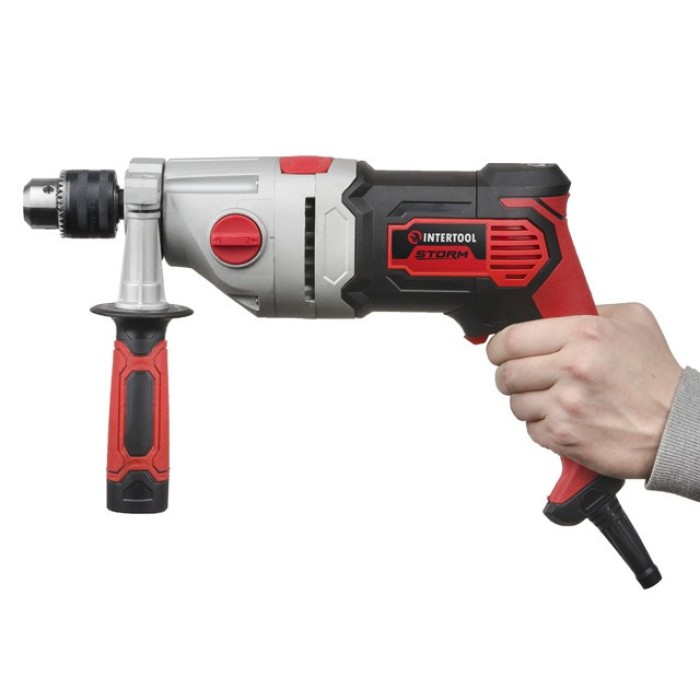 Дрель ударная INTERTOOL WT-0122, 1200Вт, 2 скорости: 0-1200/0--2800об/мин,1.5-13мм, метал. корпус редуктора