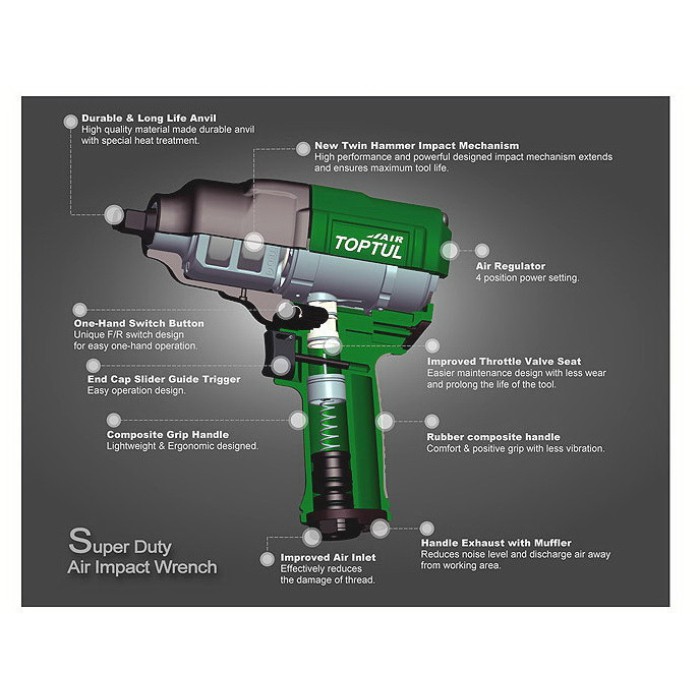 Гайковерт пневматичний TOPTUL KAAJ2480, 3/4