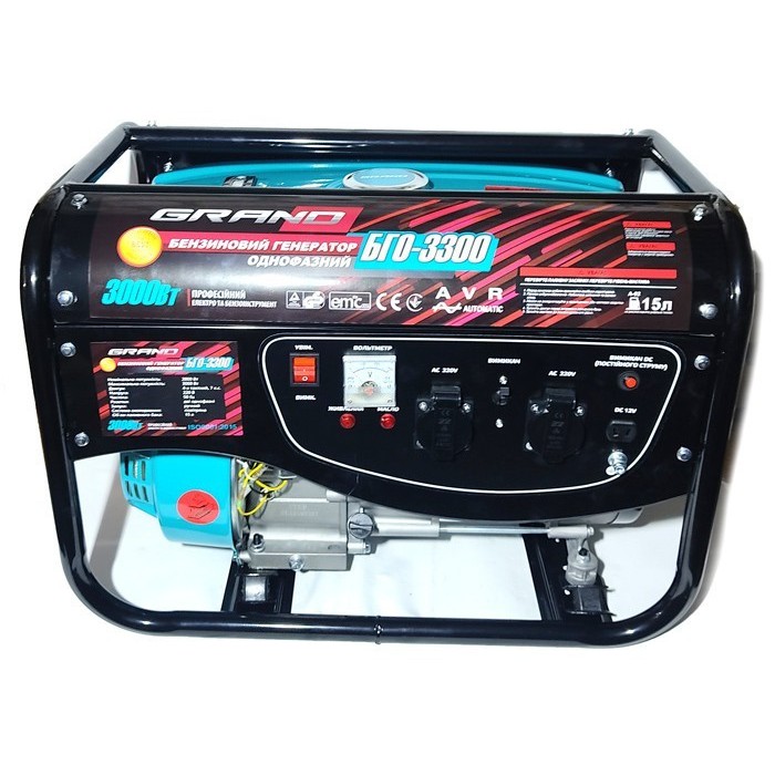 Генератор бензиновий GRAND БГО-3300 (однофазний, 3 кВт)