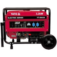 Генератор тока бензиновый YATO YT-85435: P=3.2 кВт, U=230V AC и 12V DC, расход-1.45 л/ч, бак-15 л