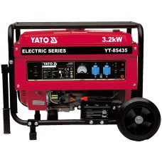 Генератор струму бензиновий YATO YT-85435: P= 3.2 кВт, U= 230V AC і 12V DC, витрата - 1.45 л/р, бак - 15 л