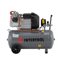 Компресор INTERTOOL PT-0007, 50 л, 3 кВт, 220 В, 8 атм, 420 л/хв, 2 циліндра
