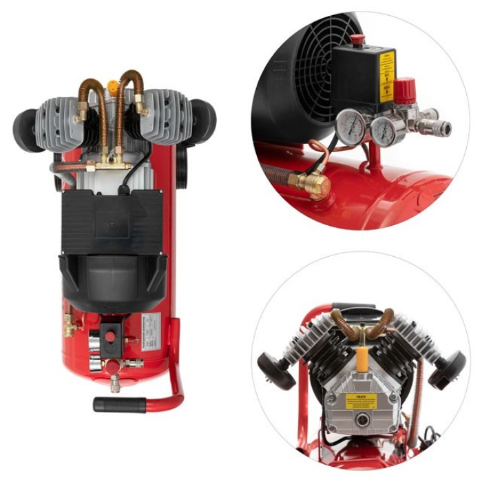 Компресор INTERTOOL PT-0007, 50 л, 3 кВт, 220 В, 8 атм, 420 л/хв, 2 циліндра