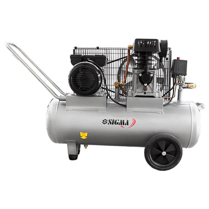 Компресор двоциліндровий ремінний 2.5 кВт 335 л/хв 10бар 50 л (2 крани) SIGMA (7044121)
