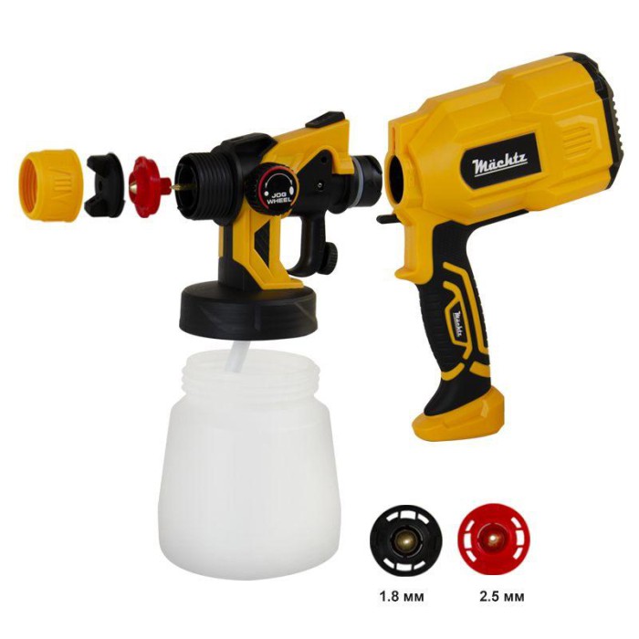 Краскопульт електричний Mächtz MSG-1010, 650 Вт, 100 мл/хв, 2 форсунки, бачок 0,8л Краскопульт електричний Mächtz MSG-1010, 650 Вт, 100 мл/хв, 2 форсунки, бачок 0,8л