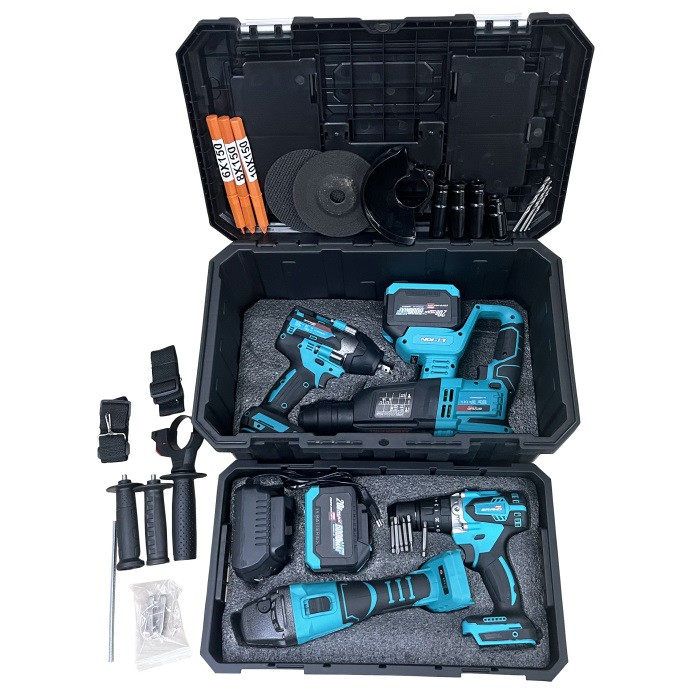 Набір акумуляторних безщіткових інструментів Grand №4 (болгарка шуруповерт гайковерт перфоратор 2АКБ 20В 6Аг) Набір акумуляторних безщіткових інструментів Grand №4 (болгарка шуруповерт гайковерт перфоратор 2АКБ 20В 6Аг)