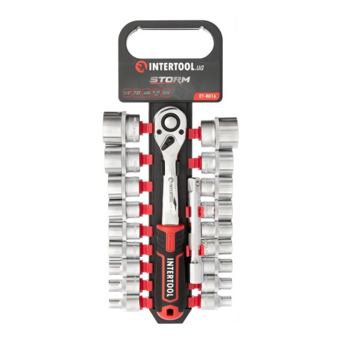 Набор головок INTERTOOL ET-8016, 1/2