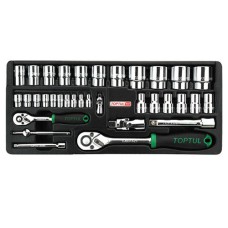 Набор головок с трещоткой 1/4", 1/2" 34ед. (в ложементе) TOPTUL GCAT3401