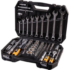 Набор ключей и насадок торцевых MasterTool 78-5182 PROFI, 1/4” - 1/2”, трещотка 72Т, 82 шт, кейс