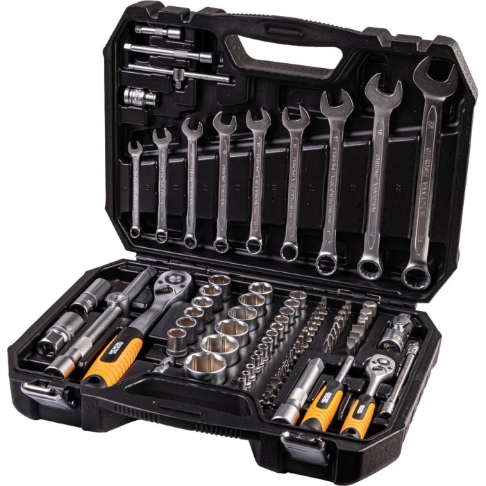 Набор ключей и насадок торцевых MasterTool 78-5182 PROFI, 1/4” - 1/2”, трещотка 72Т, 82 шт, кейс