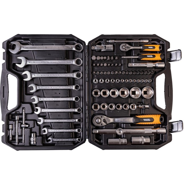 Набор ключей и насадок торцевых MasterTool 78-5182 PROFI, 1/4” - 1/2”, трещотка 72Т, 82 шт, кейс