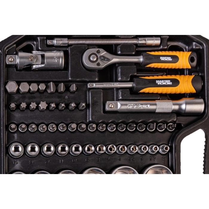 Набор ключей и насадок торцевых MasterTool 78-5182 PROFI, 1/4” - 1/2”, трещотка 72Т, 82 шт, кейс
