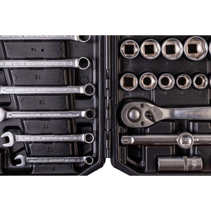 Набор ключей и насадок торцевых MasterTool 78-5182 PROFI, 1/4” - 1/2”, трещотка 72Т, 82 шт, кейс