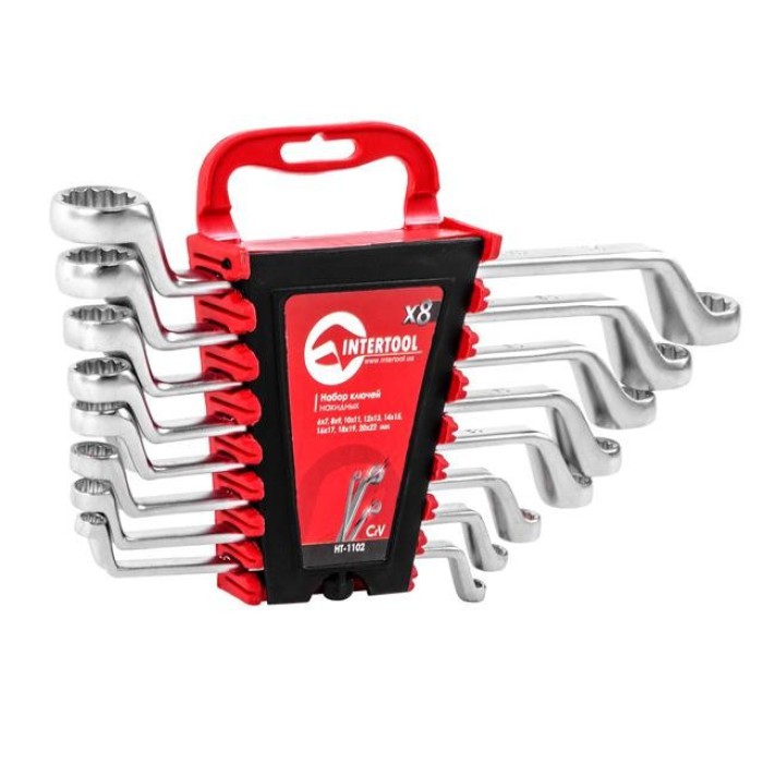 Набір ключів накидних 8 шт, 6-22 мм CrV INTERTOOL HT-1102