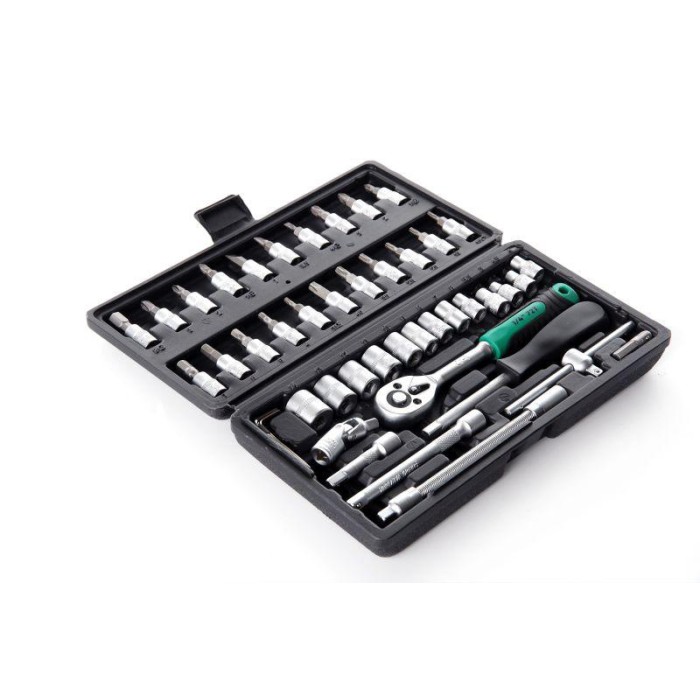 Набір насадок CrV 1/4 (72T) (46шт) (інструментів) торцевих c тріскачкою Сила 252046