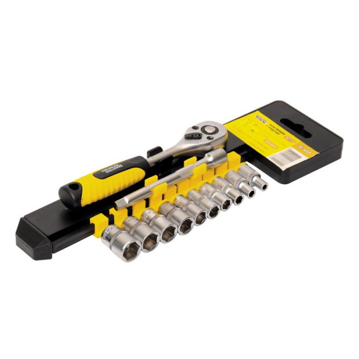 Набор насадок торцевых MasterTool 78-1412, PROFI CrV 1/4”  4-13 мм, трещотка 72Т, 12 шт.