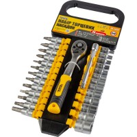 Набір насадок торцевих MasterTool 78-1428, PROFI CrV 1/4" 4-14 мм, тріскачка 72Т, 28 шт.