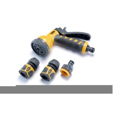 Набір: пістолет-розпилювач 9 режимів, конектори: 1/2 аквастоп, 1/2, адаптер 1/2+3/4 СИЛА