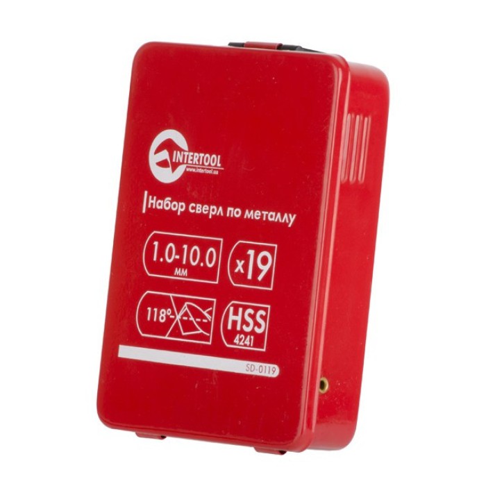 Набір свердел по металу INTERTOOL SD-0119, HSS 19 шт (1.0-10.0)