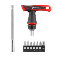 Викрутка Т-подібна реверсионная з комплектом насадок 15ед. INTERTOOL VT-1015