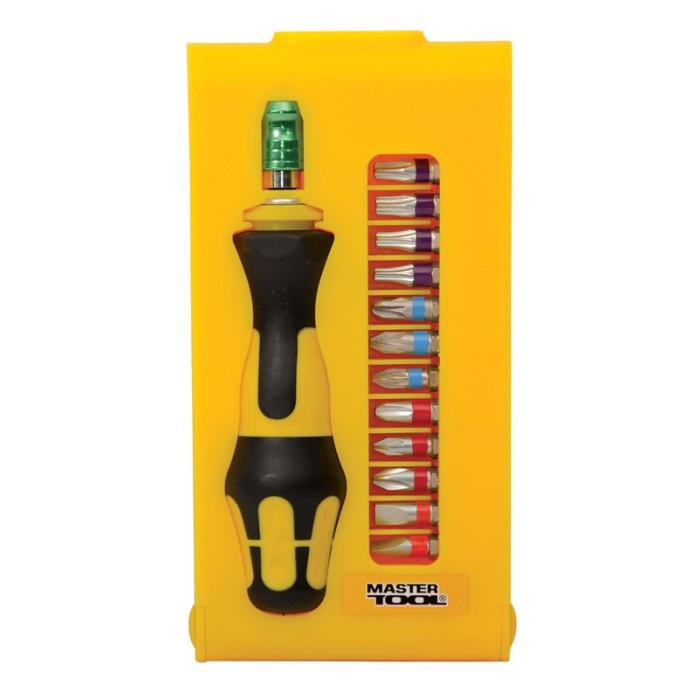 Викрутка в кейсі+12 насадок MasterTool 40-0143, магнітний наконечник,