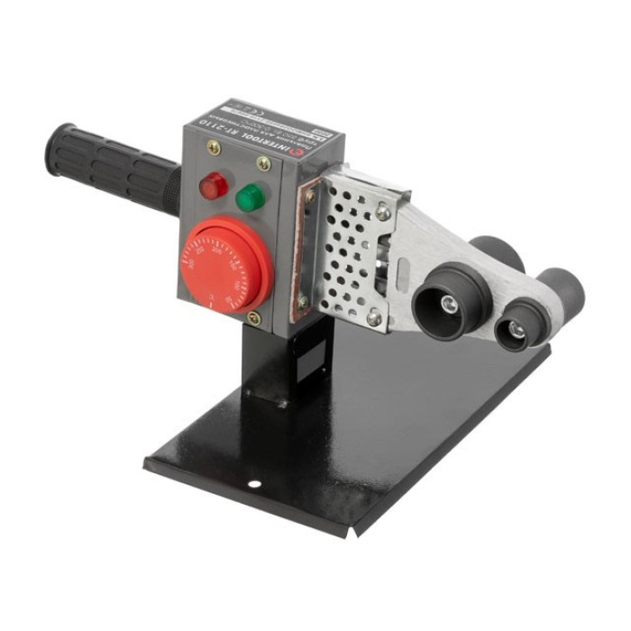 Паяльник для пластикових труб INTERTOOL RT-2110, 850 Вт, 0-300°C, насадки 20-32 мм, металевий кейс