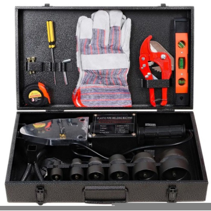 Паяльник для пластикових труб Vorskla ПМЗ 2,4/6, 2400 Вт, Температура 0-300 °З, 6 насадок, металевий кейс