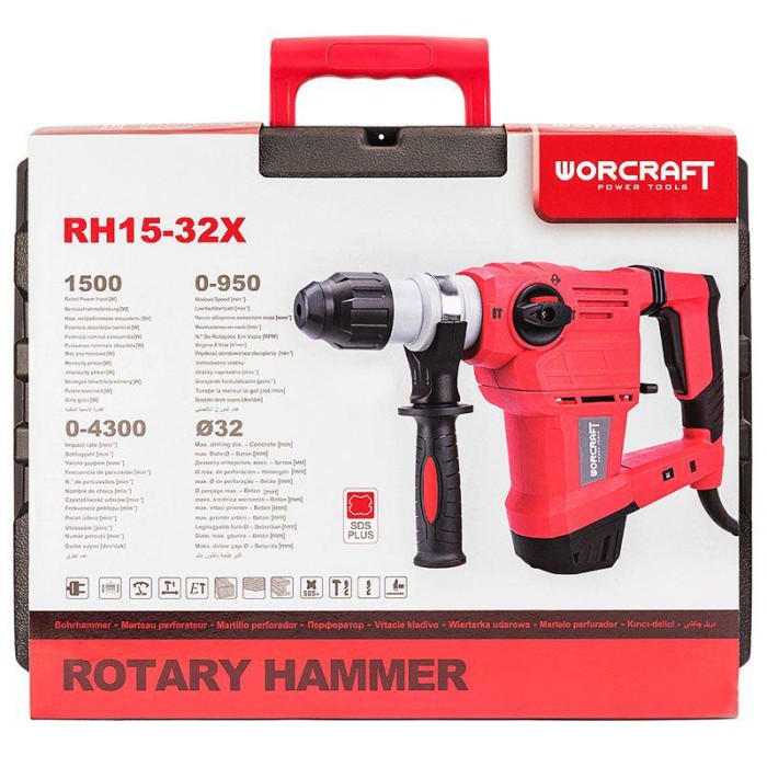 Перфоратор Worcraft RH15-32X (1,5 кВт, 4 Дж, кейс)