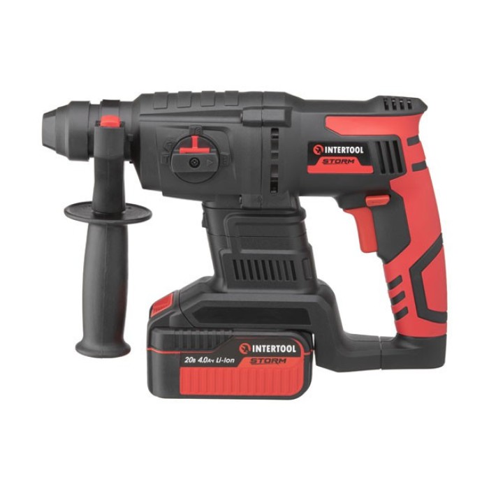 Перфоратор аккумуляторный INTERTOOL WT-0370, бесщеточный двигатель, 20 В, 2 Дж, 0-1250 об/мин, 0-4800 уд/мин