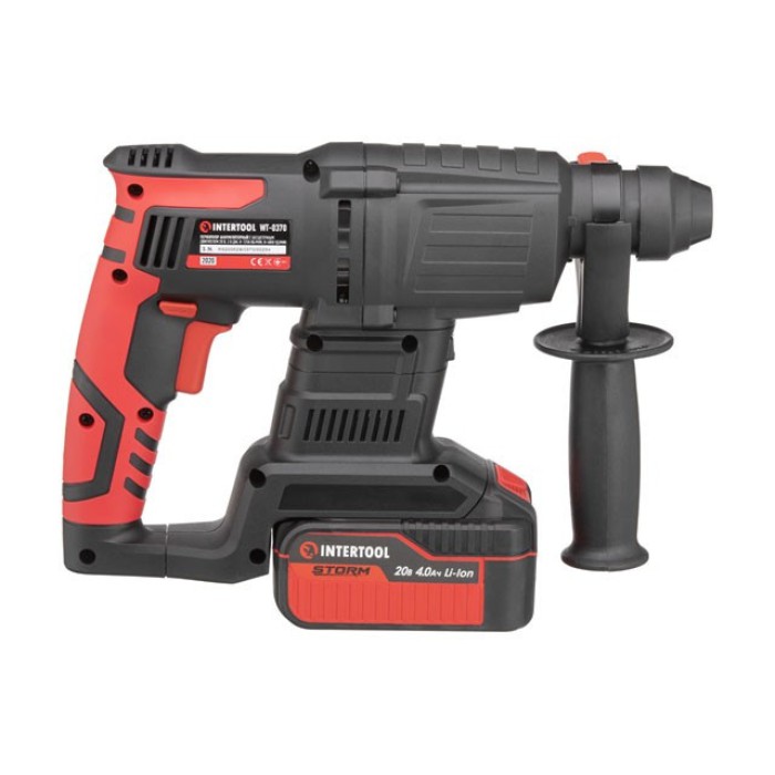 Перфоратор аккумуляторный INTERTOOL WT-0370, бесщеточный двигатель, 20 В, 2 Дж, 0-1250 об/мин, 0-4800 уд/мин