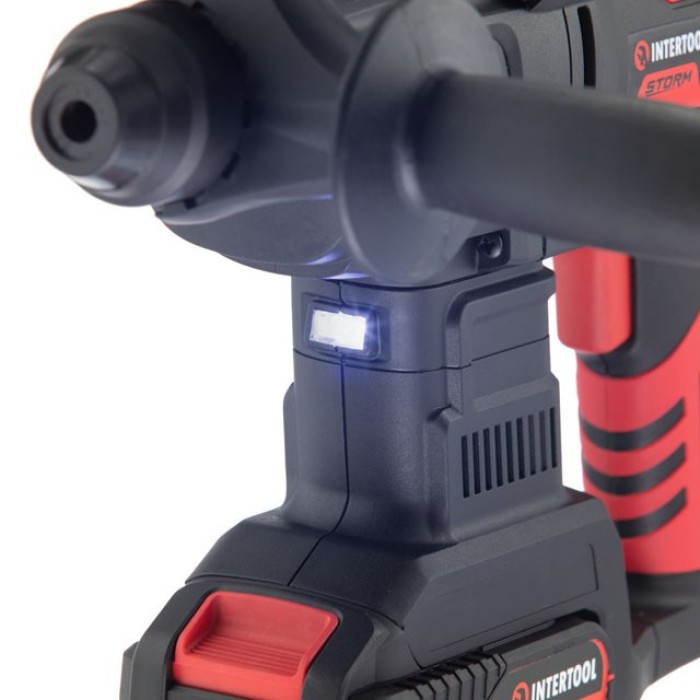 Перфоратор аккумуляторный INTERTOOL WT-0370, бесщеточный двигатель, 20 В, 2 Дж, 0-1250 об/мин, 0-4800 уд/мин