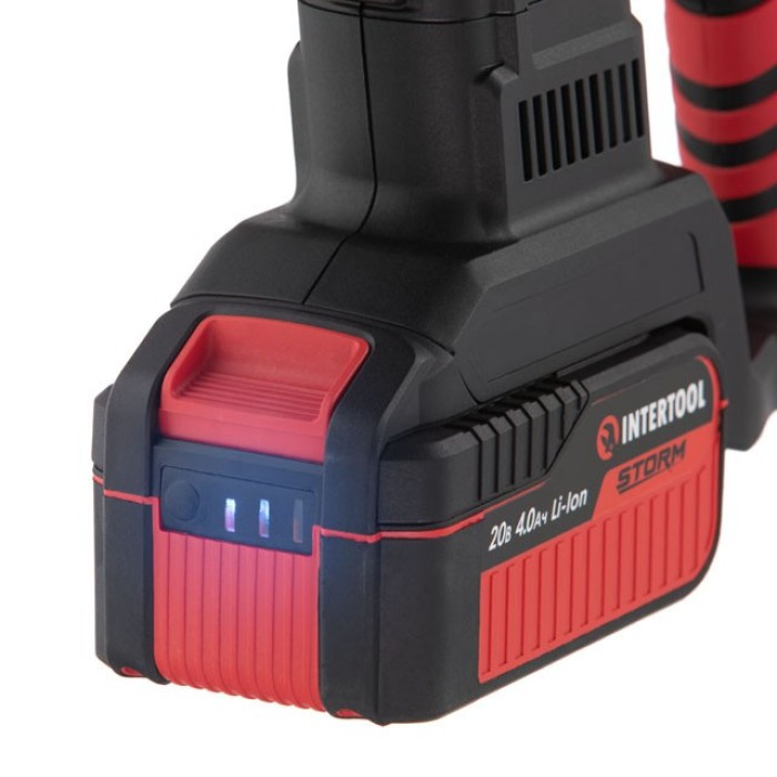 Перфоратор аккумуляторный INTERTOOL WT-0370, бесщеточный двигатель, 20 В, 2 Дж, 0-1250 об/мин, 0-4800 уд/мин