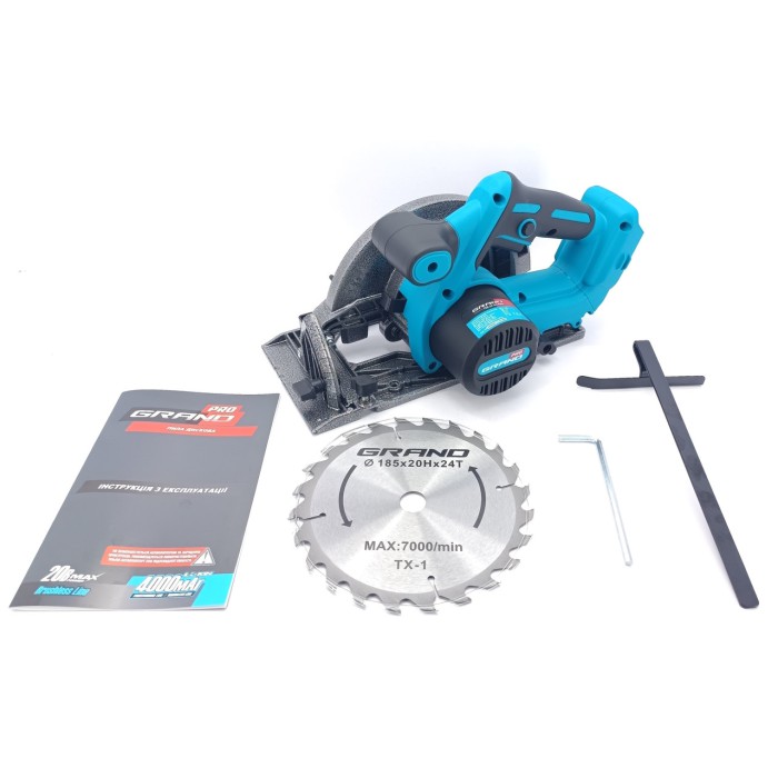 Пила дискова акумуляторна Grand ПД-20 BL/PRO (20 В, безщіткова, без акумулятора та ЗП) Пила дискова акумуляторна Grand ПД-20 BL/PRO (20 В, безщіткова, без акумулятора та ЗП)