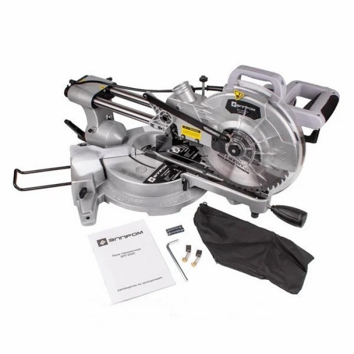 Пила торцювальна Елпром ЕПТ-255П, диск 255 мм, 2200 Вт, 5000 об/хв, протяжка, лазер, глибина реза 90 мм