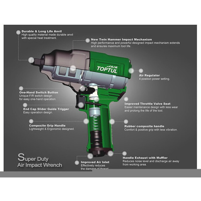 Пневмогайковерт професійний TOPTUL KAAJ1680 (1/2