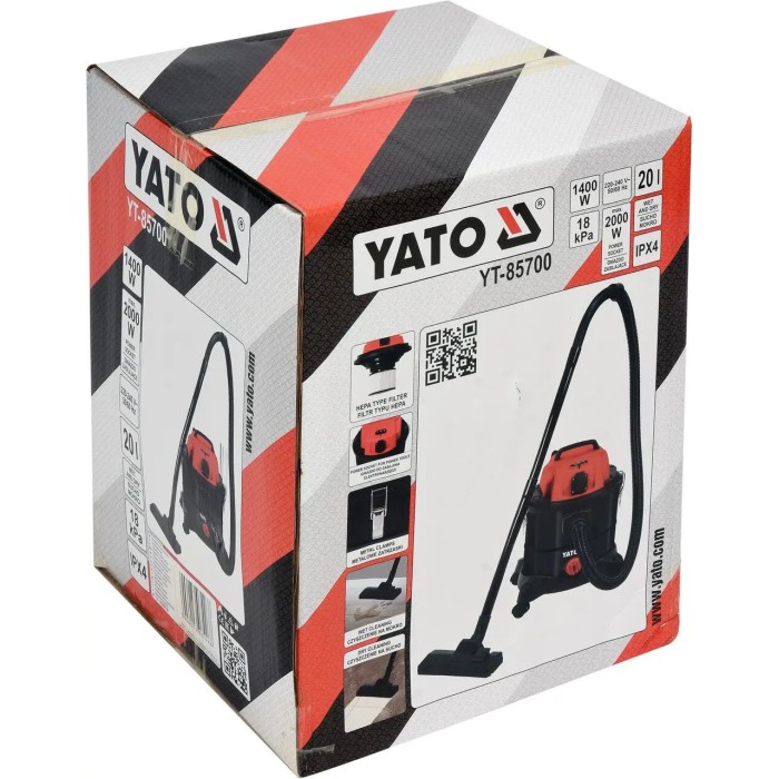 Пылесос промышленный YATO YT-85700,1400 Вт, 20 л, встроенная розетка