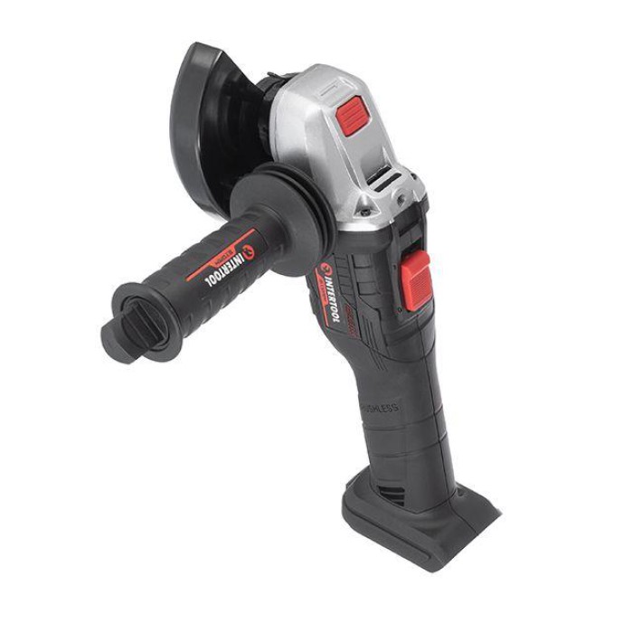 Шліфмашина кутова акумуляторна з безщітковим двигуном 20 В, 125 мм, 10000 об/хв, без ЗП та АКБ INTERTOOL