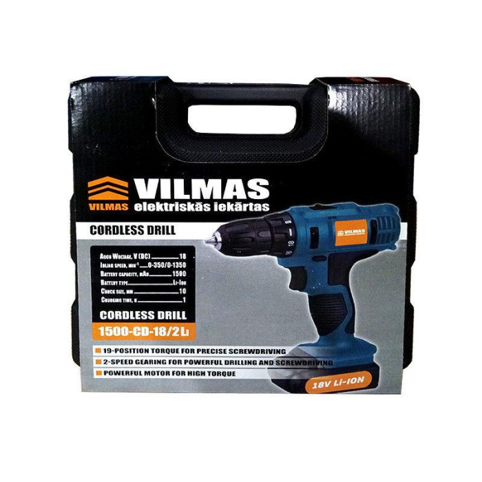 Шуруповерт акумуляторний VILMAS 1500-CD-18/2 Li