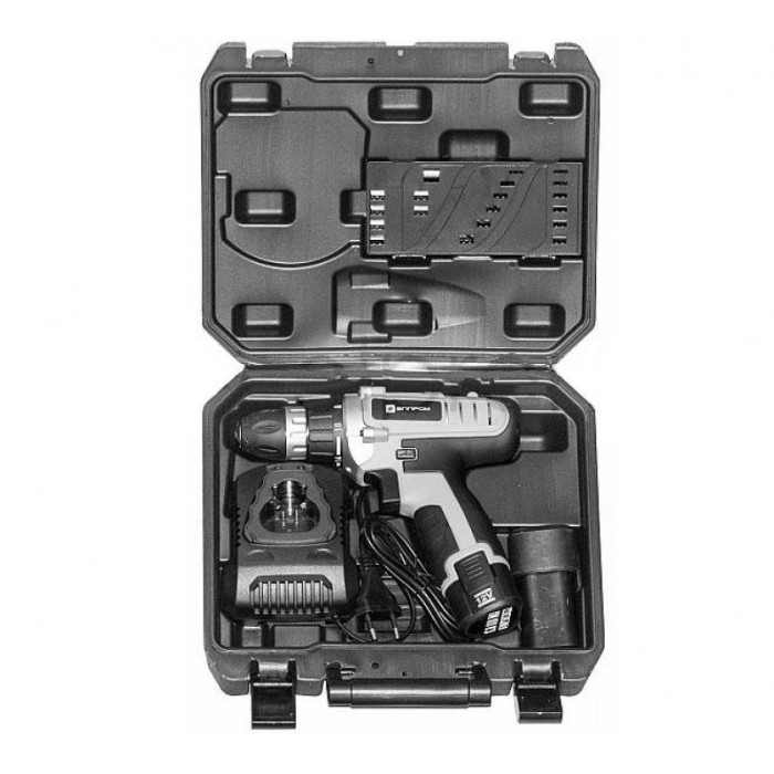 Шуруповерт акумуляторний Элпром ЕДА-12-2 Li, 12 В, 1.5 А/год, 400-1200 об/хв, 2 акум., 2 швидкості, кейс