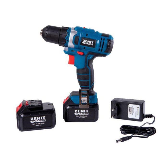Шуруповерт акумуляторний Зеніт США-18 Li А2 профі, 2 акк., 18 В, 27 Нм, 2 швидкості, підсвічування, кейс