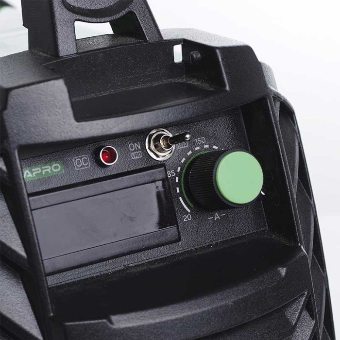 Зварювальний апарат інверторний APRO MMA-160 K, ел. 5мм, + набір кабелів, кейс