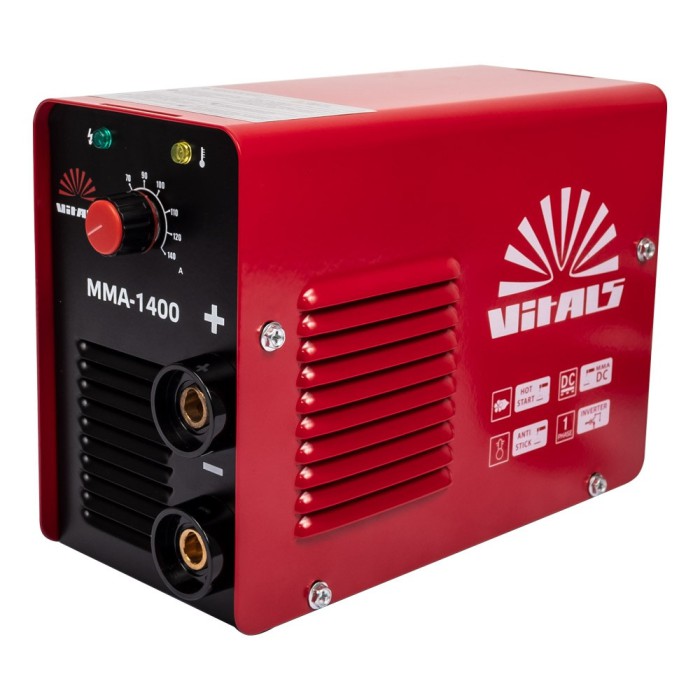 Зварювальний інверторний апарат Vitals MMA-1400, 4.95 кВт, ККД 85, електроди 1.6-4.0, зварювальний струм 20-140 А