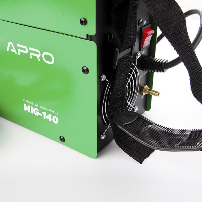 Сварочный полуавтомат инверторный APRO MIG-140, 20-140А, ел.4мм, пр.0.8-1мм 1кг 3+2.5+2м