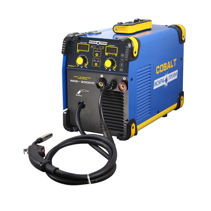 Зварювальний напівавтомат Іскра-Профі Cobalt MIG-300DC, 220 В, 6.4 кВт, зварювання MIG/MMA, дріт 0.6-0.8 мм