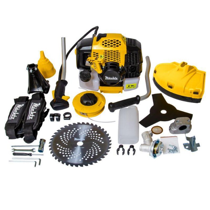 Бензиновий тріммер Mächtz MGB-2815 S, 52 см3, 3,8 л.с., 8500 об/хв, бак 1.2 л, котушка, ніж 3Т, ніж 40Т Бензиновий тріммер Mächtz MGB-2815 S, 52 см3, 3,8 л.с., 8500 об/хв, бак 1.2 л, котушка, ніж 3Т, ніж 40Т