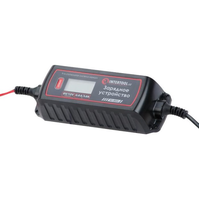 Зарядний пристрій INTERTOOL AT-3023, 6/12В, 0.8/3.8 А, 230В, зимовий режим, дисплей, струм заряду 0.8-3.8 А